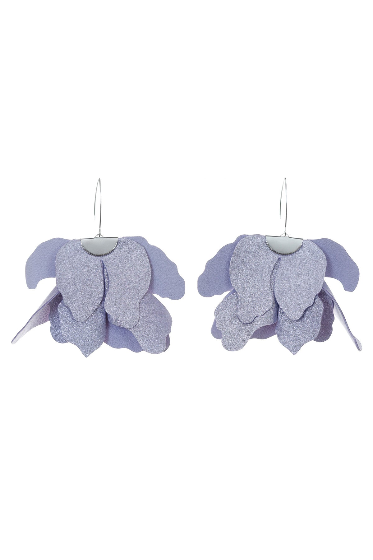 Cercei Floare Mare - Lila cu glitter
