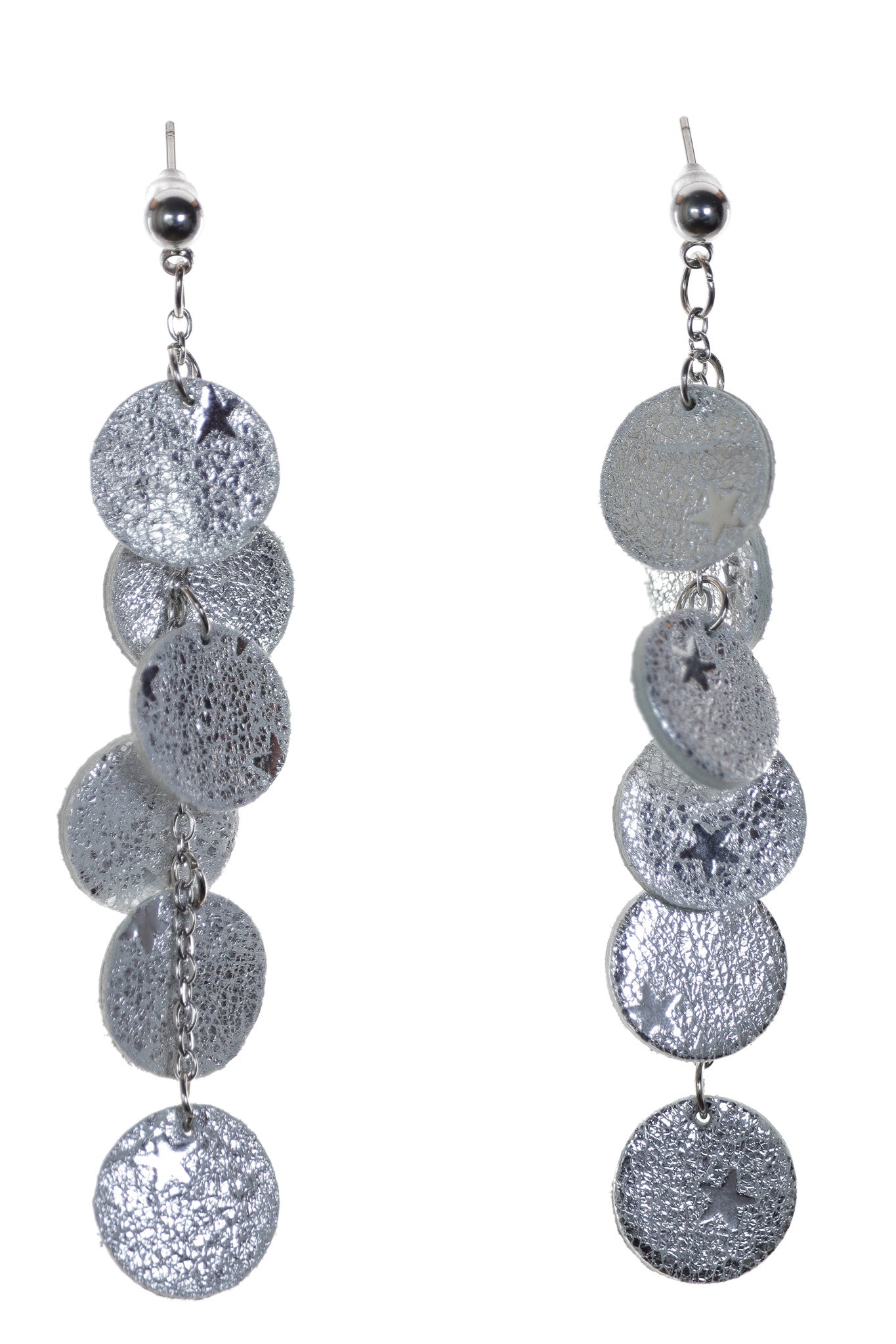 Cercei cercuri - Argintiu cu stelute