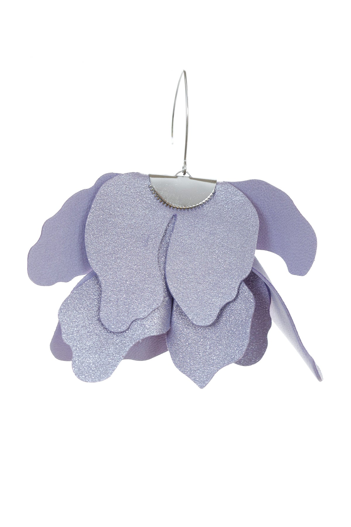 Cercei Floare Mare - Lila cu glitter