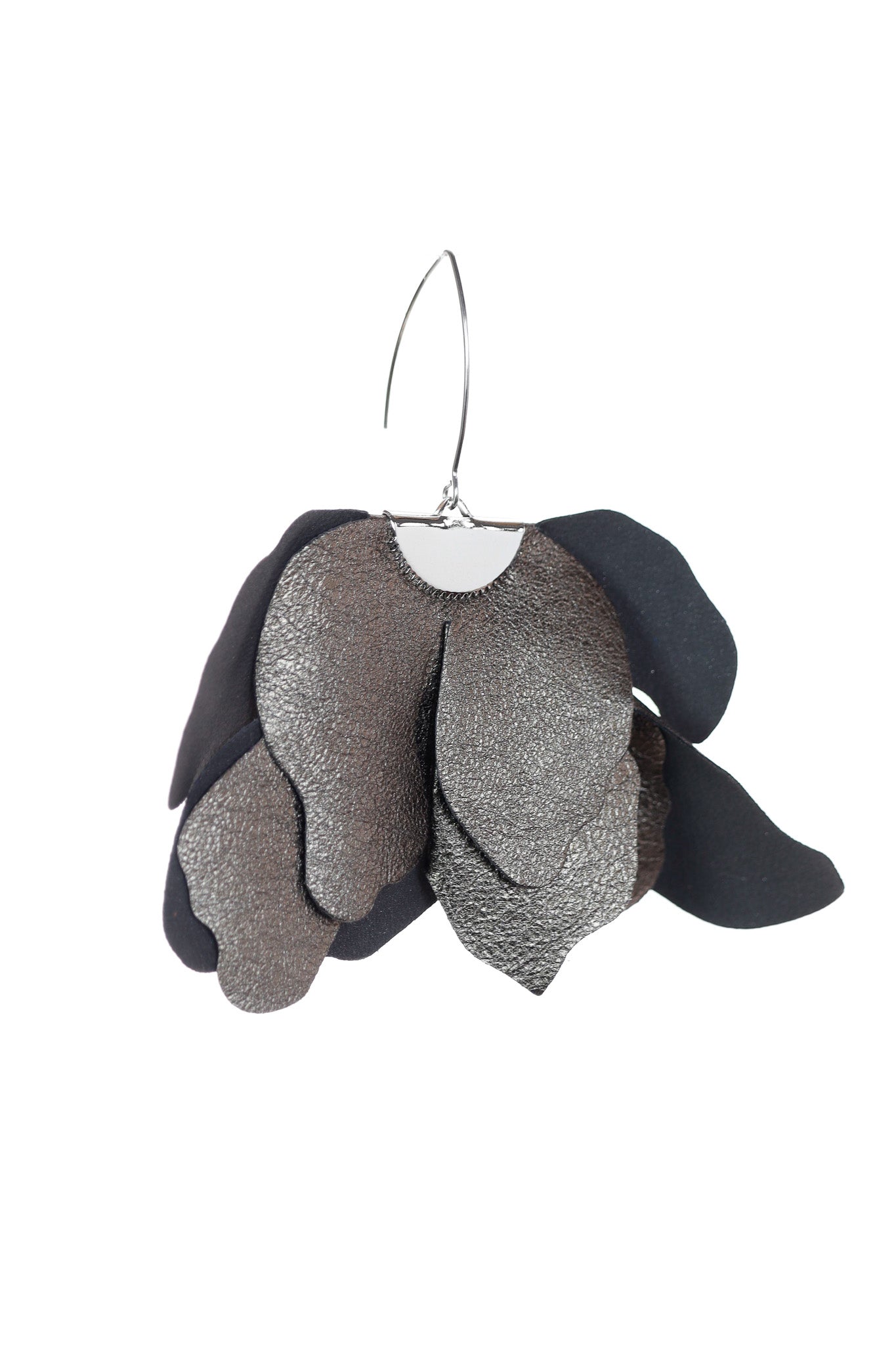 Cercei Floare Mare - Bronz metalizat + Negru