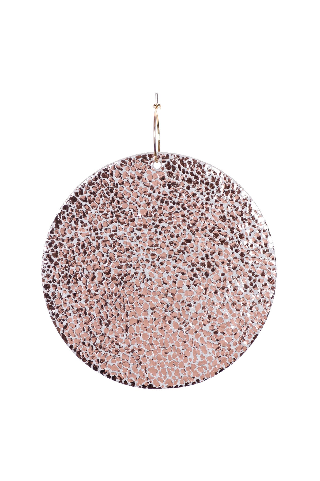 Cercei Cerc (7 cm) cu doua fete - Cupru + Alb