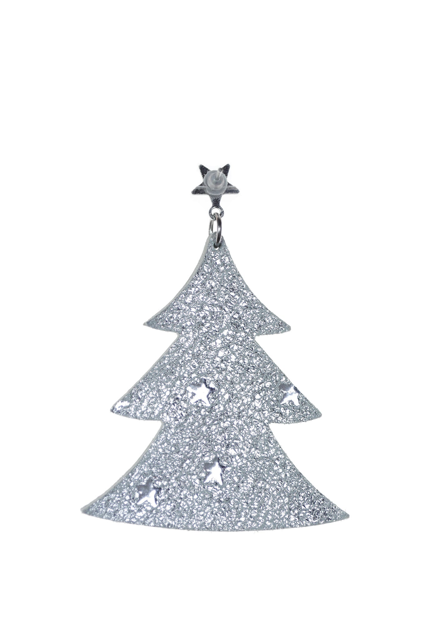 Cercei bradut - Argintiu cu stelute