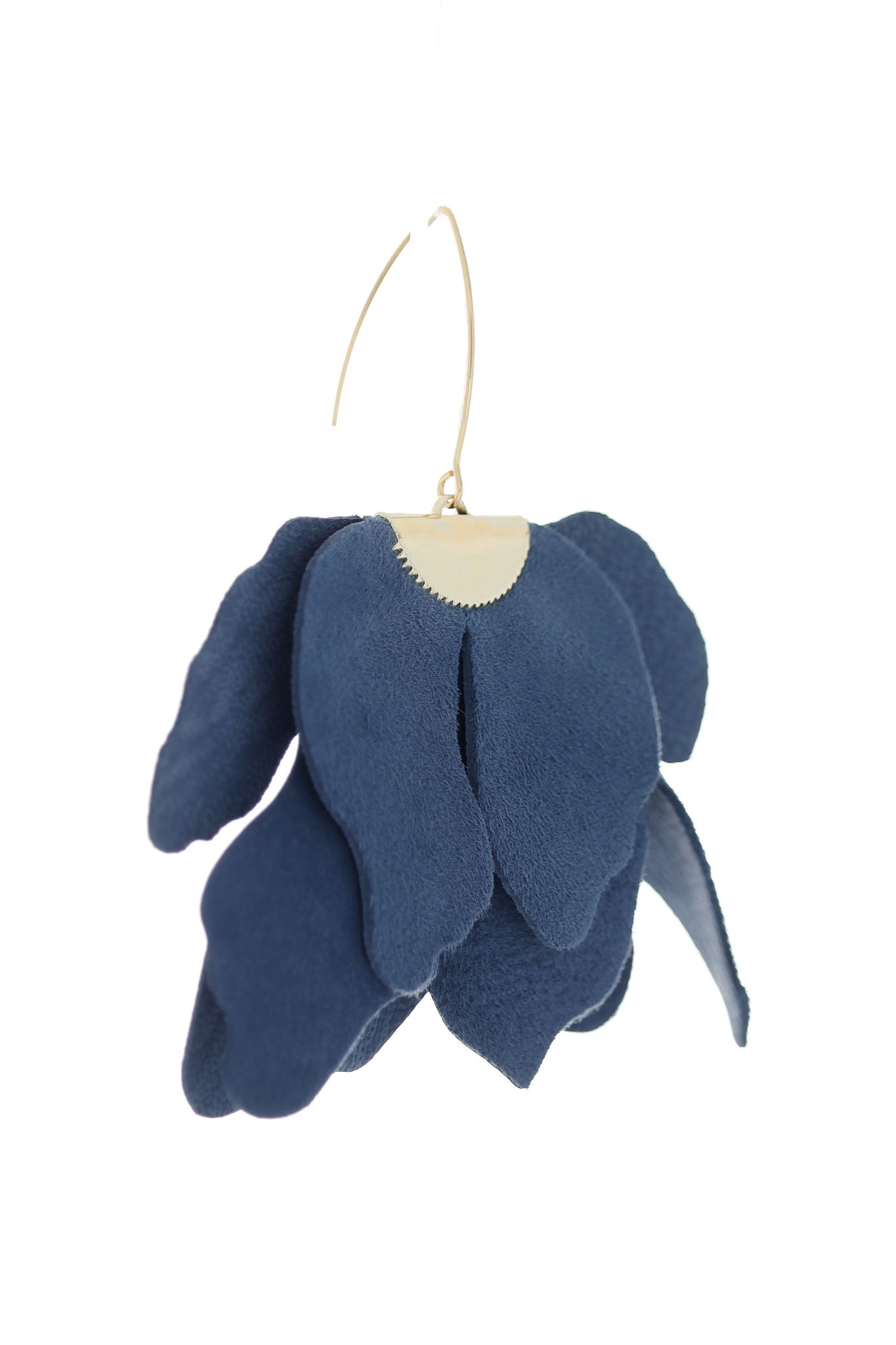 Cercei floare mare - Albastru Navy