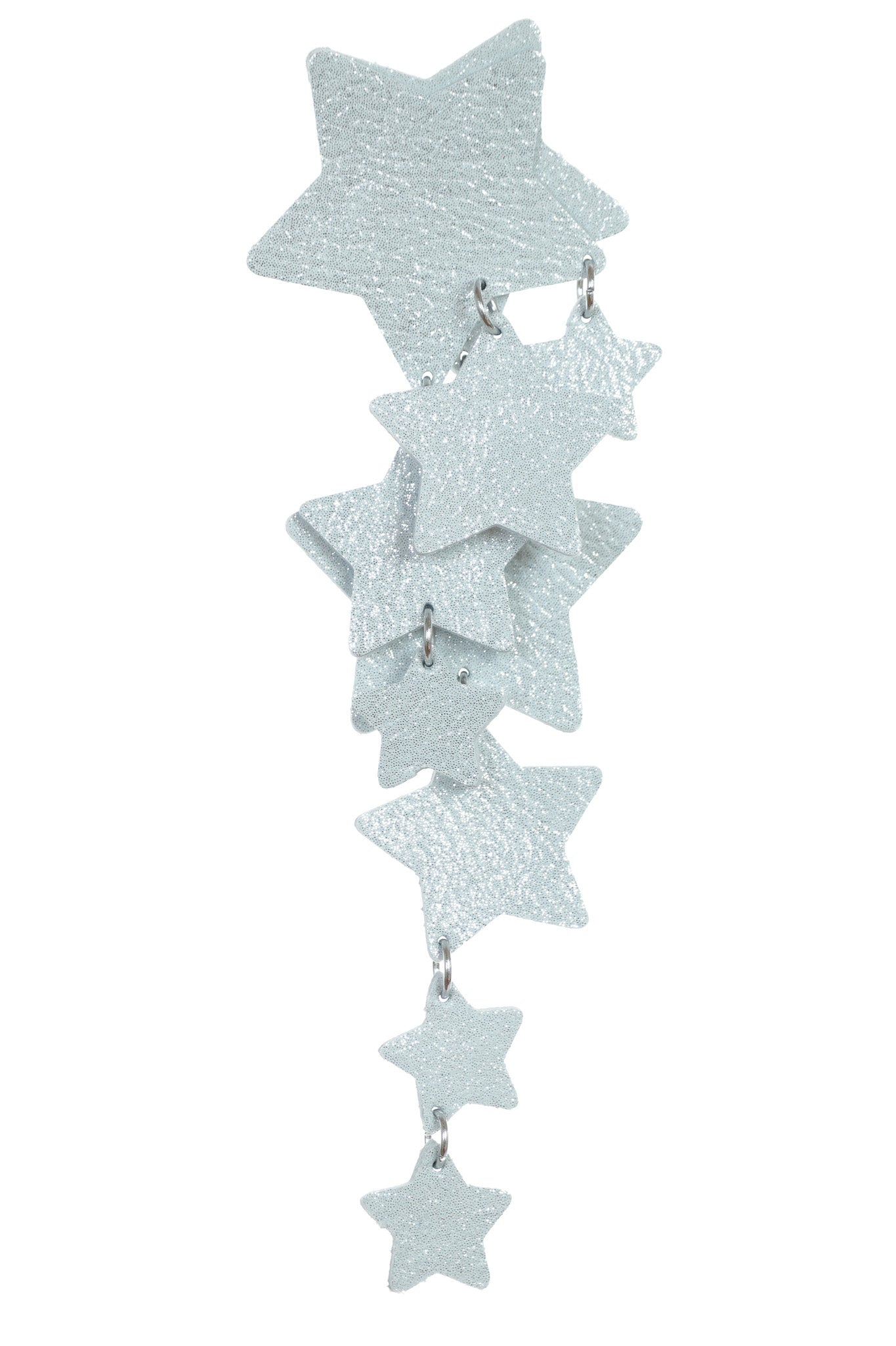 Cercei Ploaie de Stele - Alb cu glitter