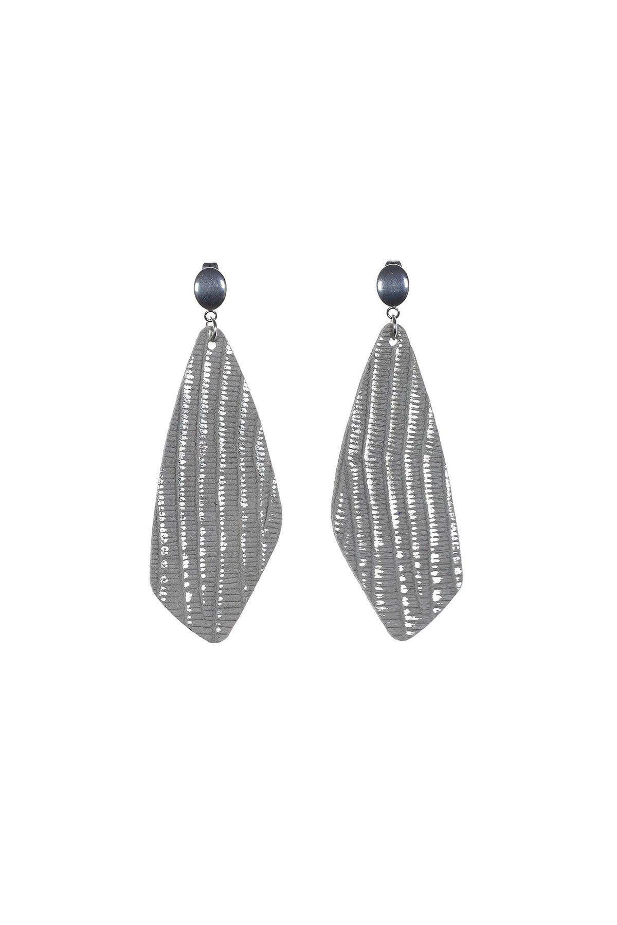 Cercei Drop - Gri + Argintiu - Handmade - HAIArt România - Vedere principală