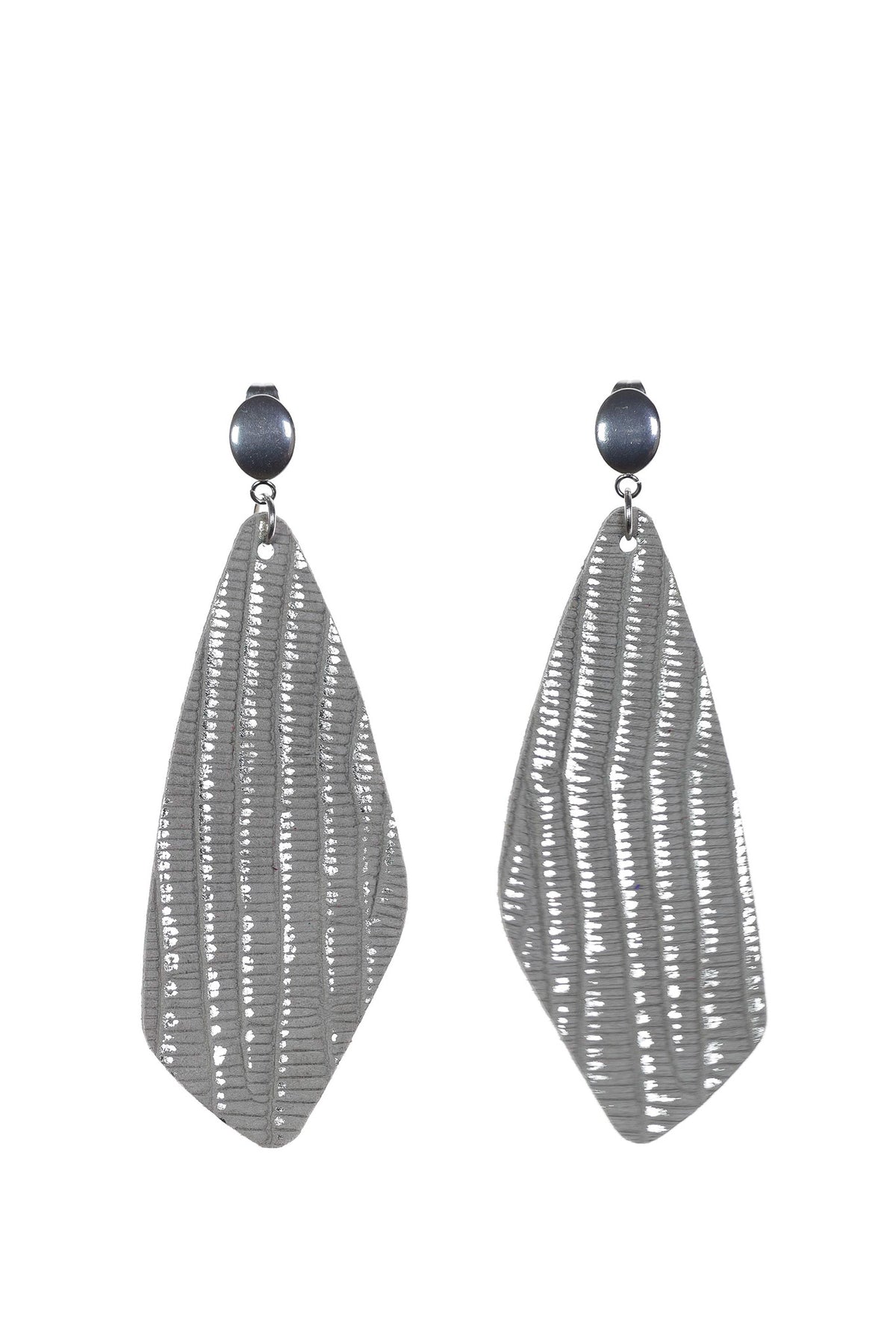 Cercei Drop - Gri + Argintiu - Handmade - HAIArt România - Vedere detaliu 1