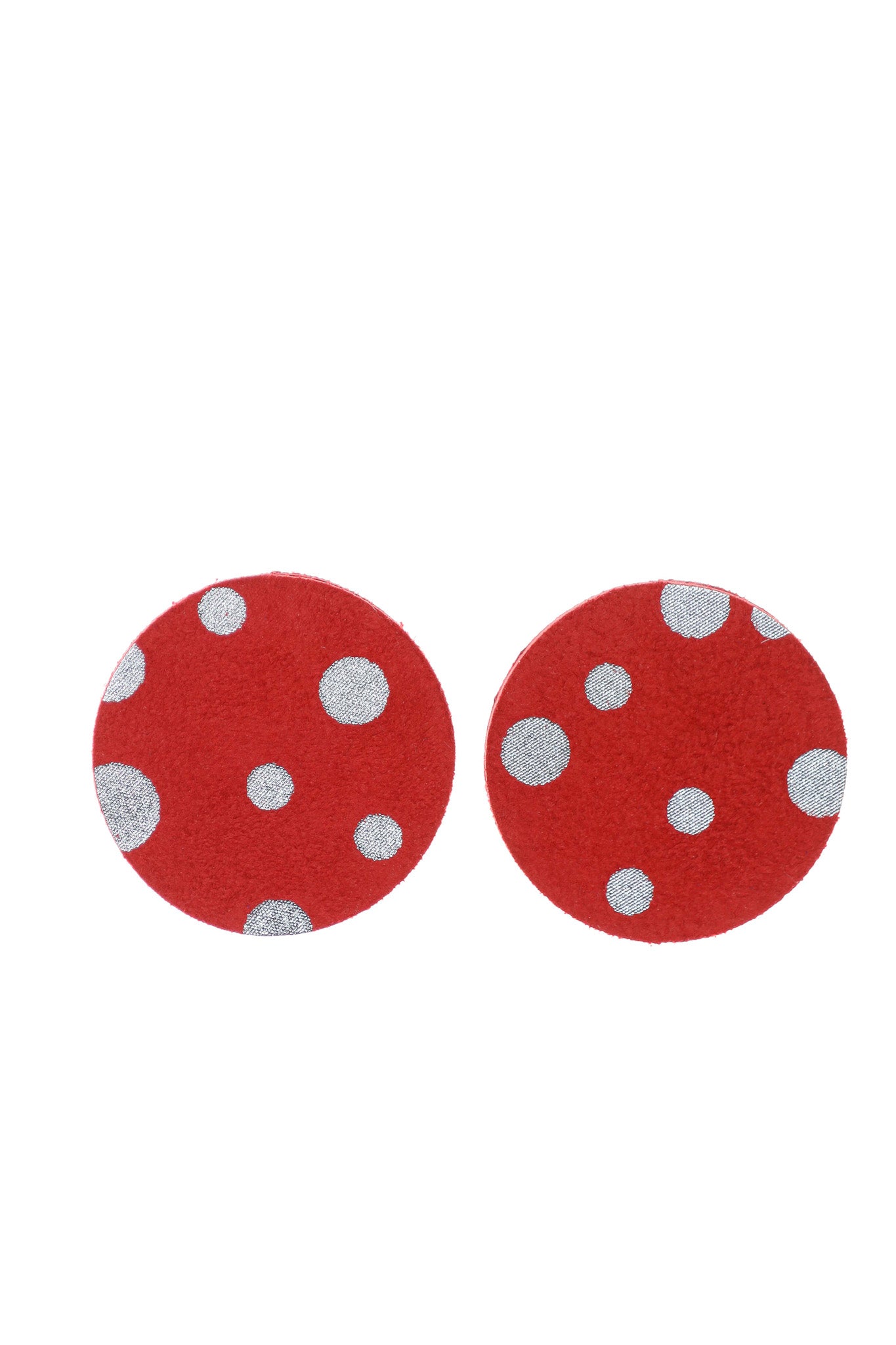 Cercei Cerc (3 cm) - Rosu cu Buline