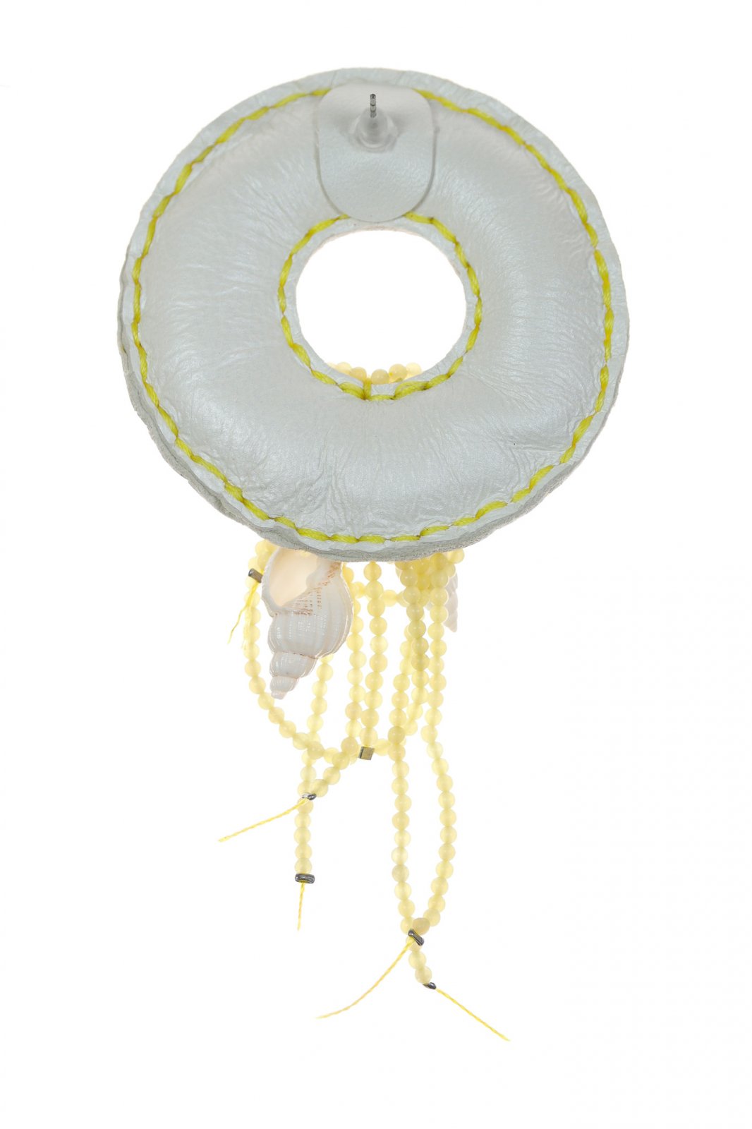 Asymmetrical navy earrings - White