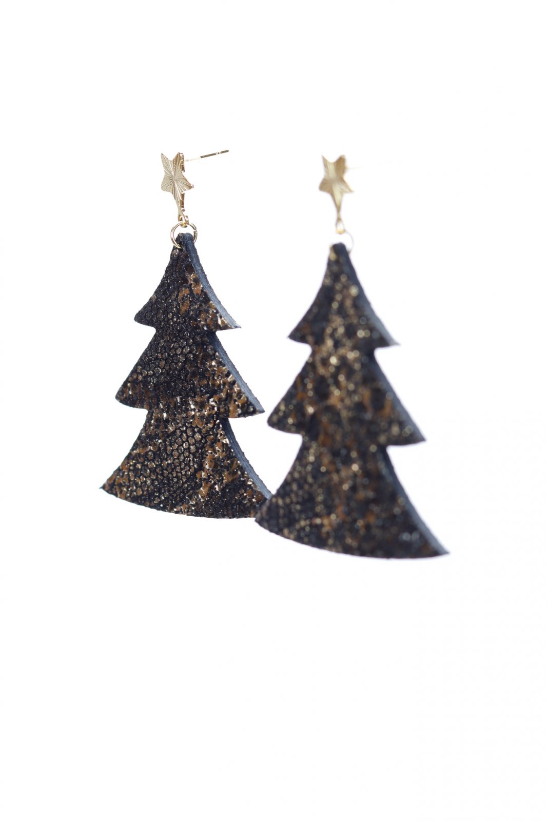 Cercei bradut - Glitter negru/auriu