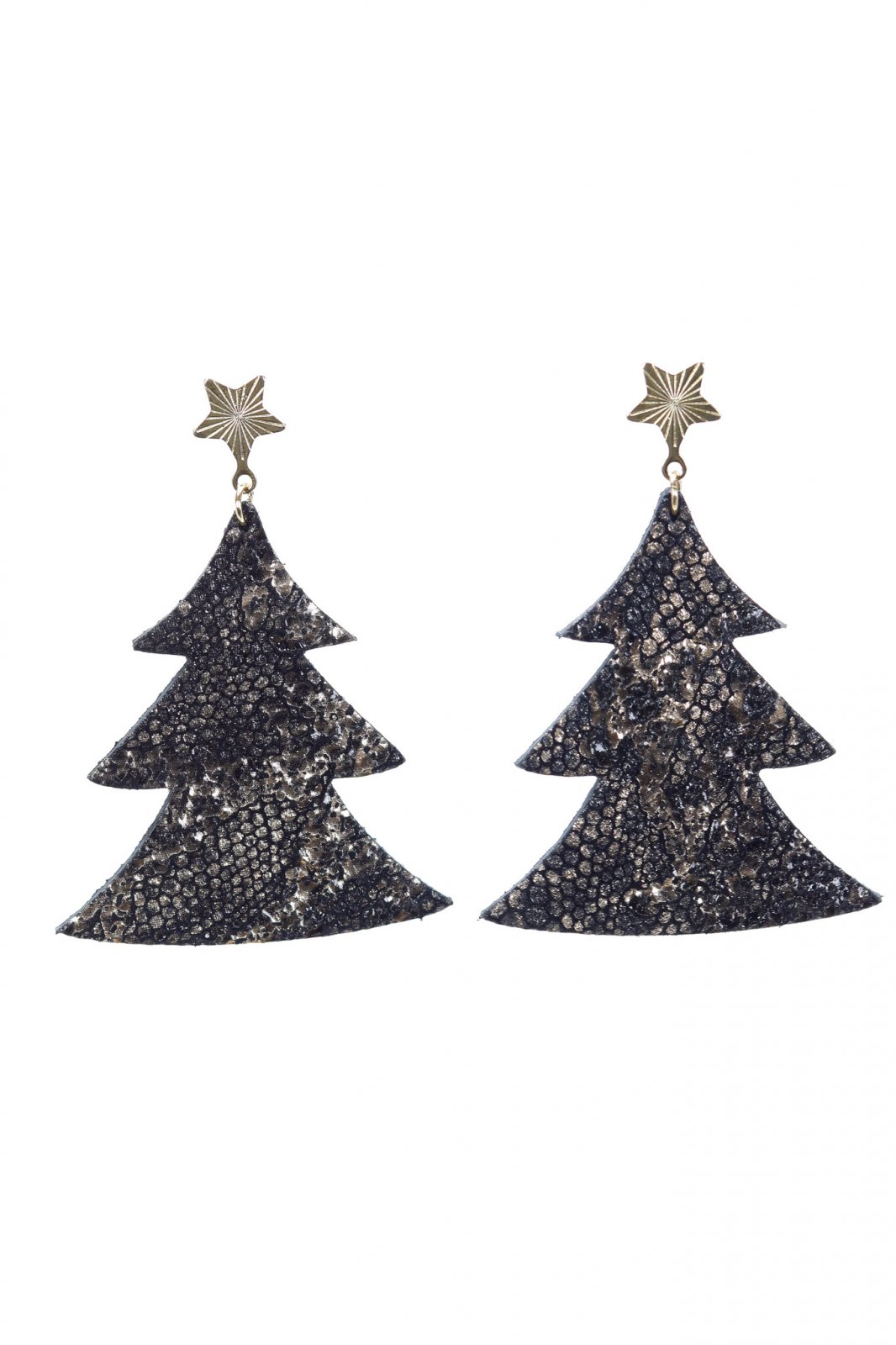 Cercei bradut - Glitter negru/auriu
