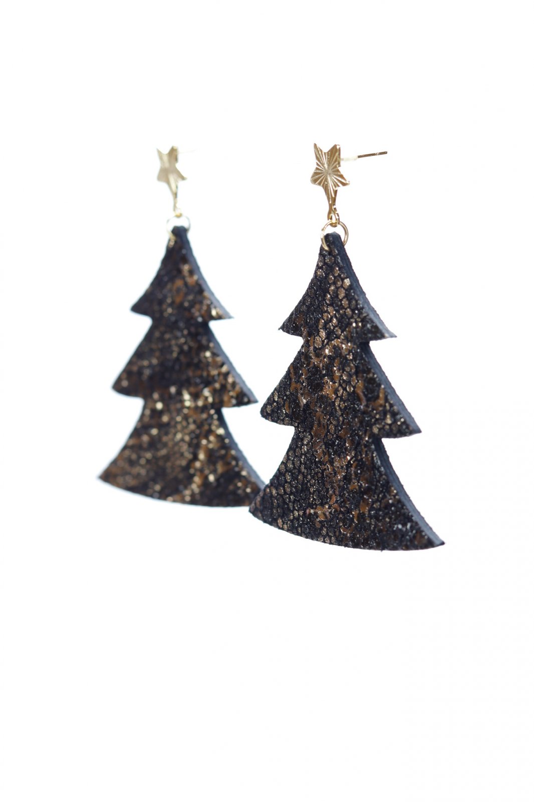 Cercei bradut - Glitter negru/auriu