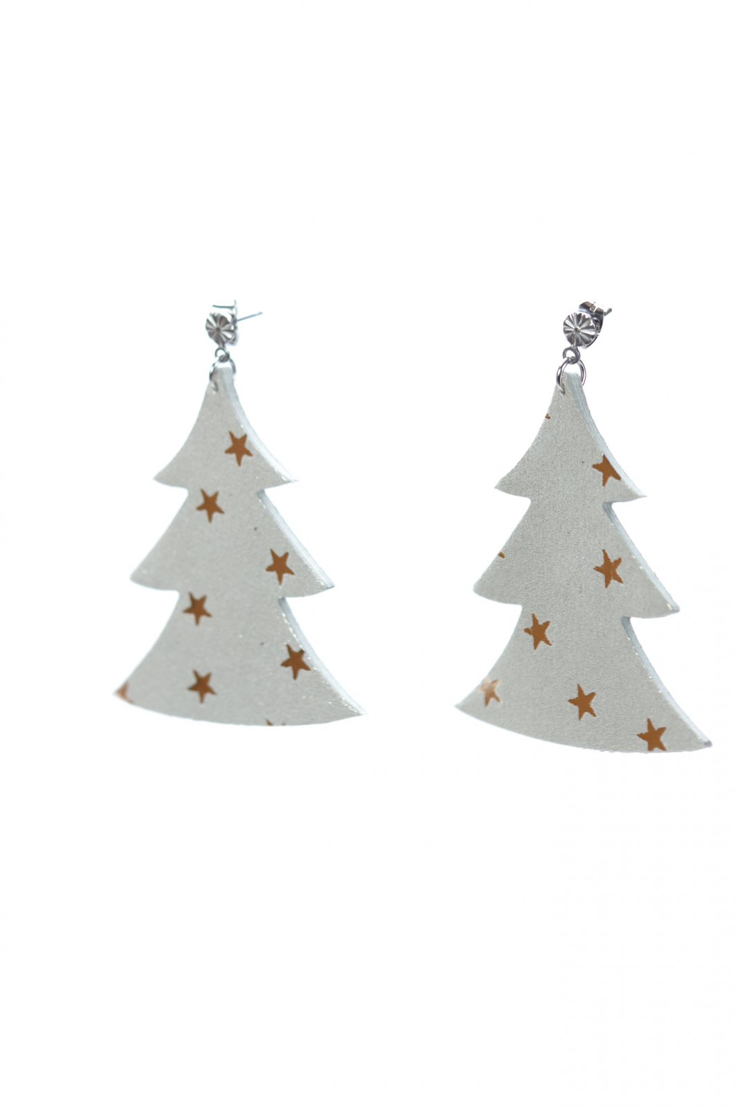 Christmas tree earrings - Silver with stars