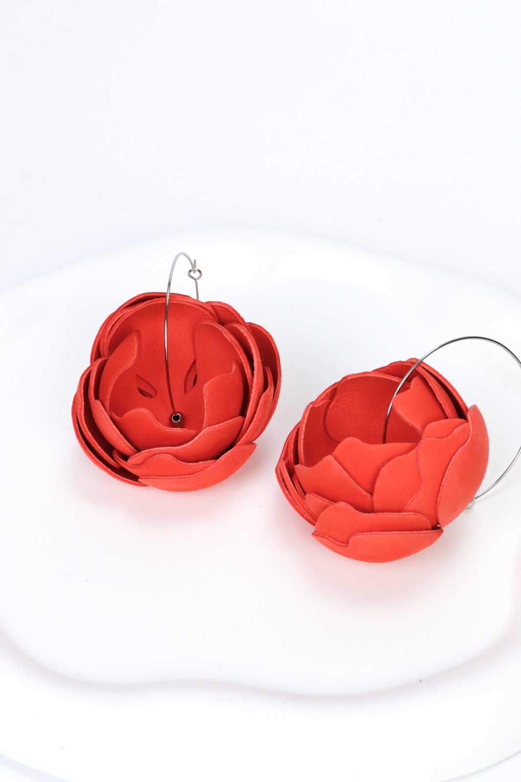 Peony Earrings - Coral