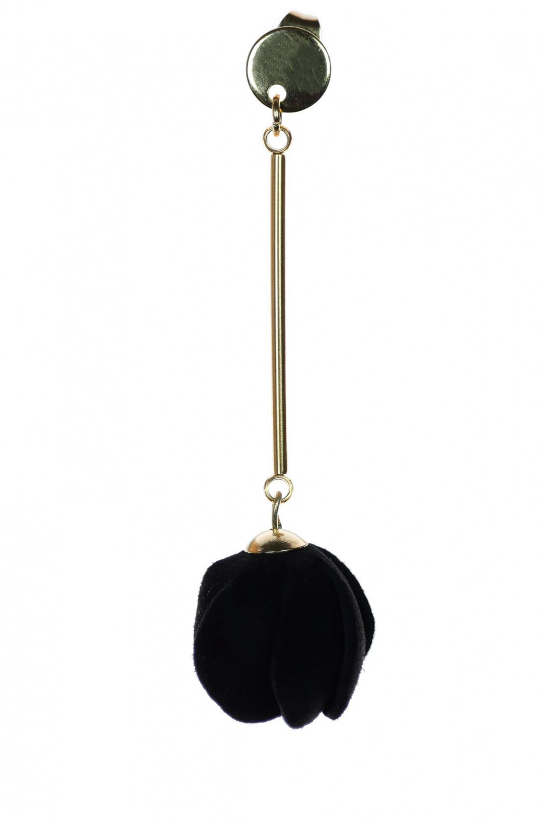 Cercei model floral din piele - Negru