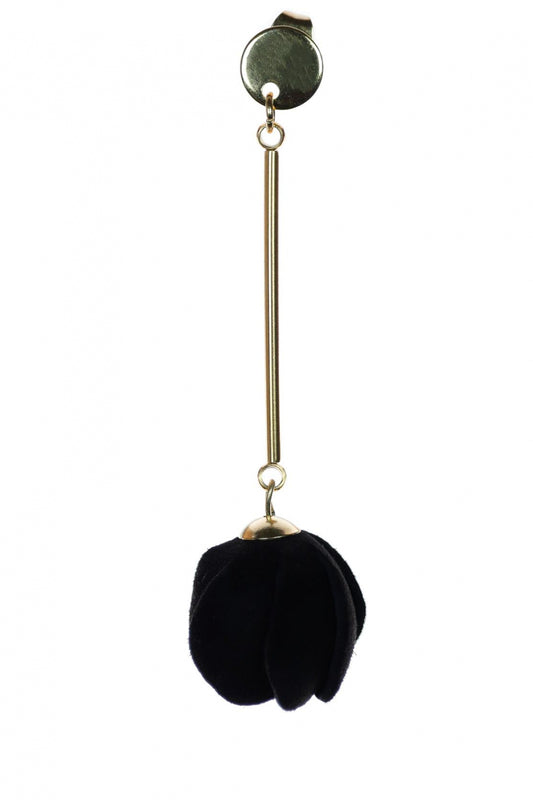 Cercei model floral din piele - Negru