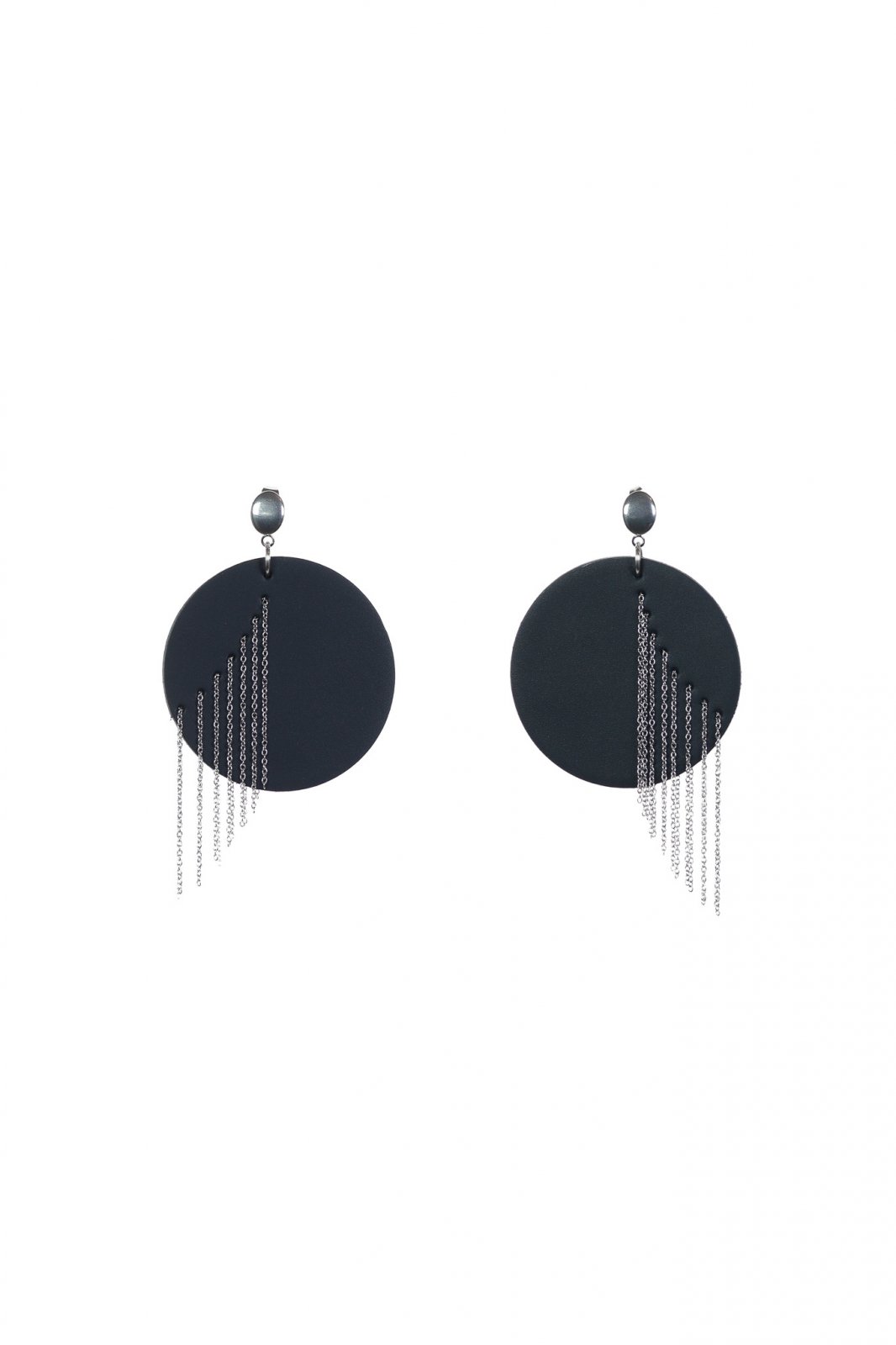 Hoop Earrings with Chains - Black