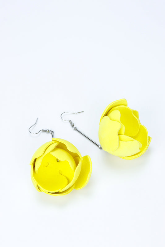 Leather earrings - Yellow