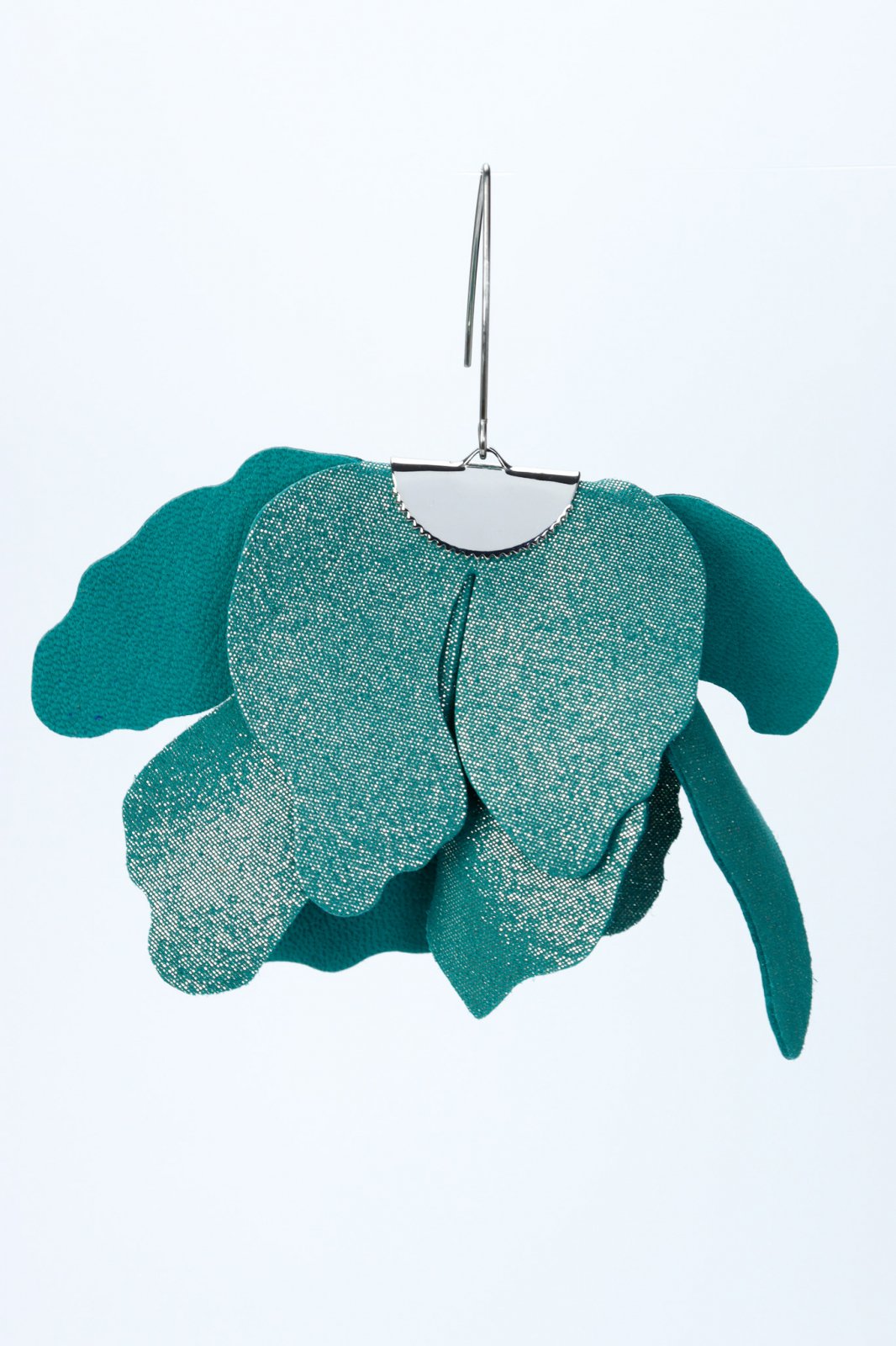 Large flower earrings - Green with glitter