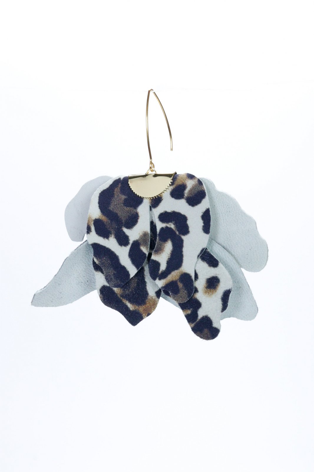 Large flower earrings - White animal print