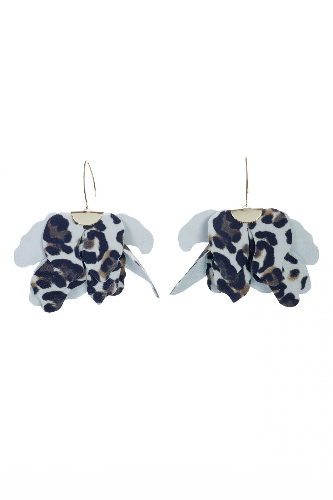 Cercei floare mare - Animal print alb