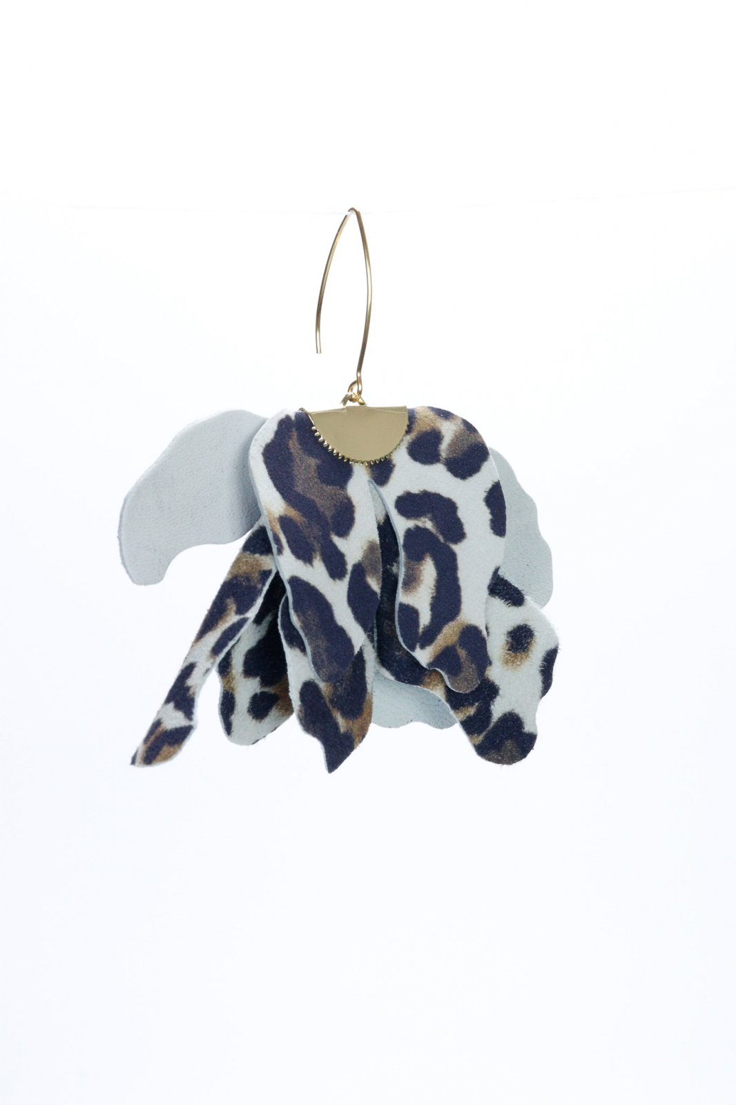 Large flower earrings - White animal print