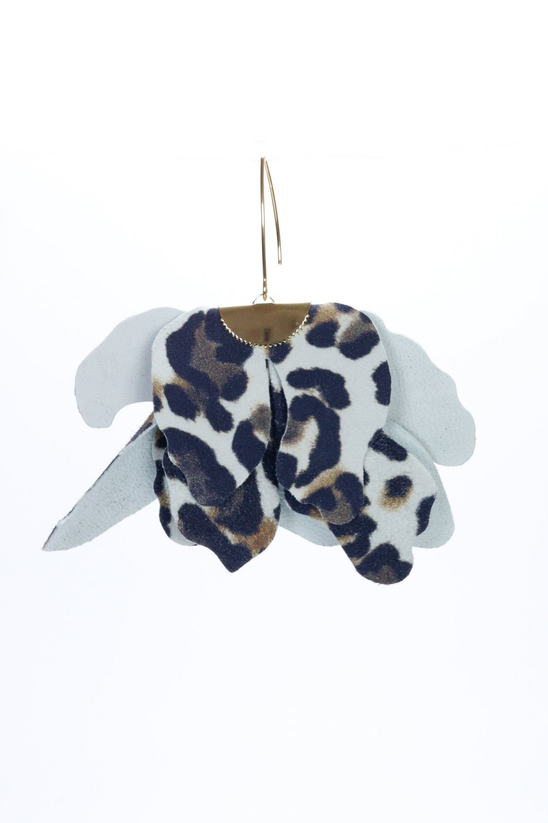 Large flower earrings - White animal print
