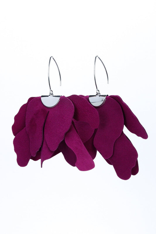 Large flower earrings - Plum Caspian