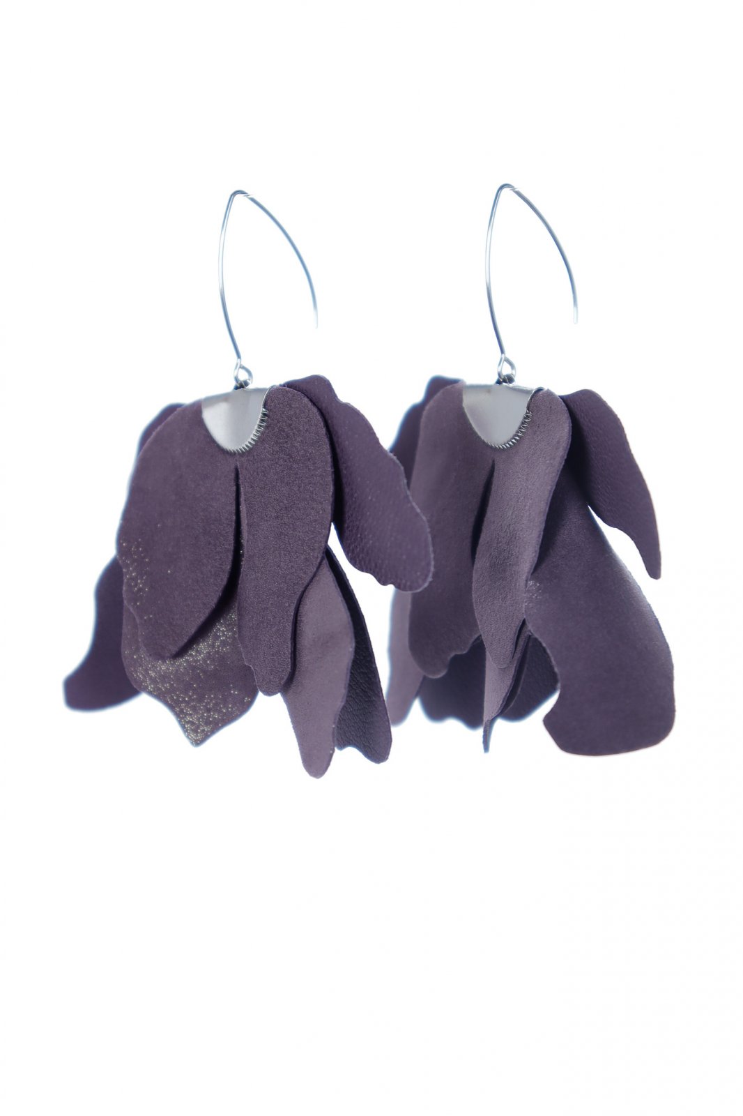 Large flower earrings - Lilac with glitter