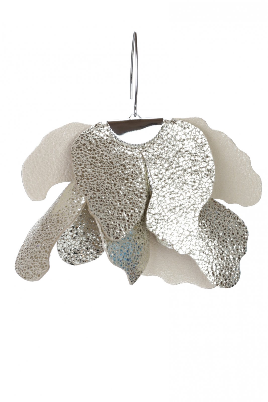 Large flower earrings - Silver with glitter 2