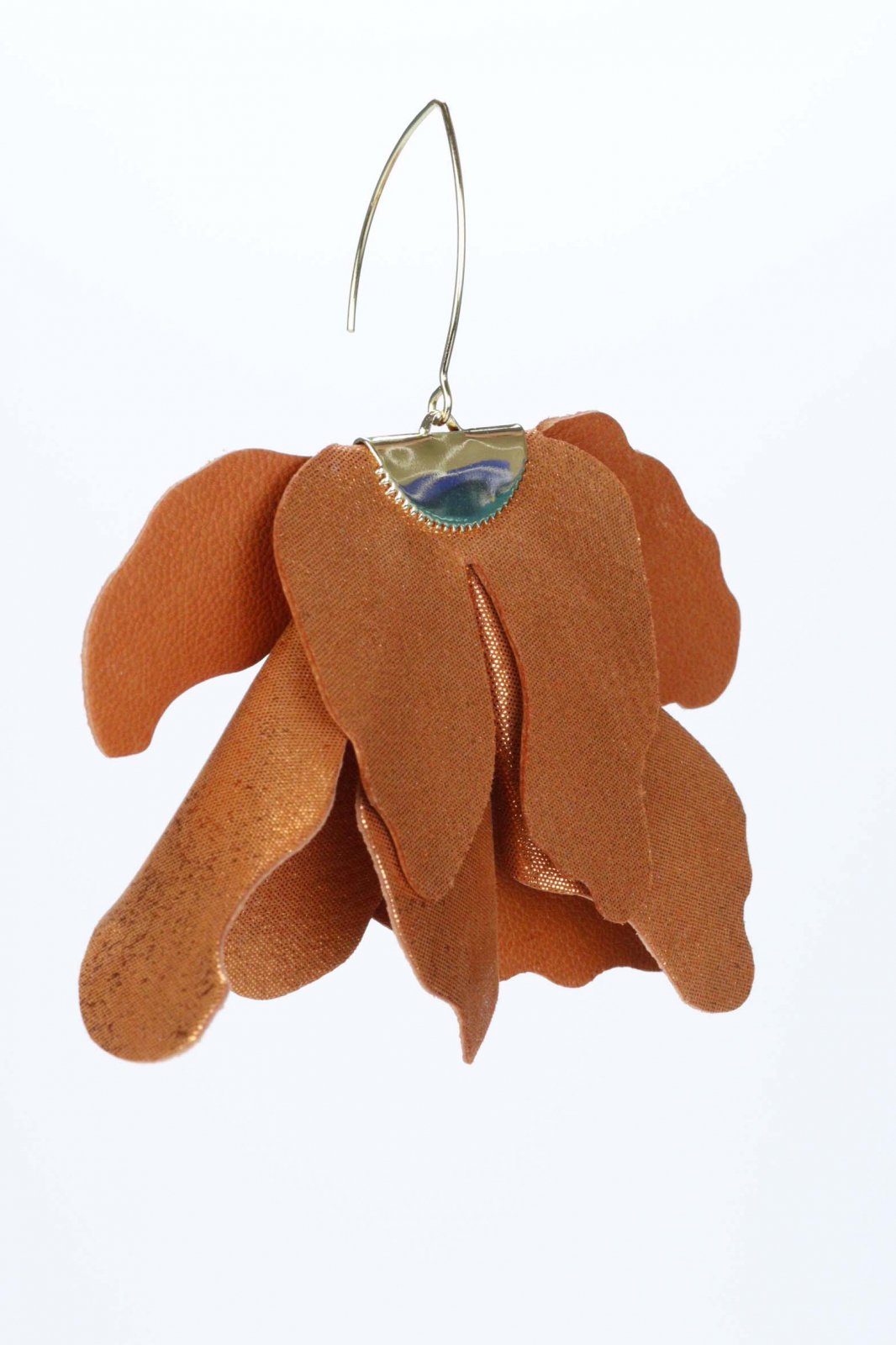 Large flower earrings - Mother-of-pearl copper