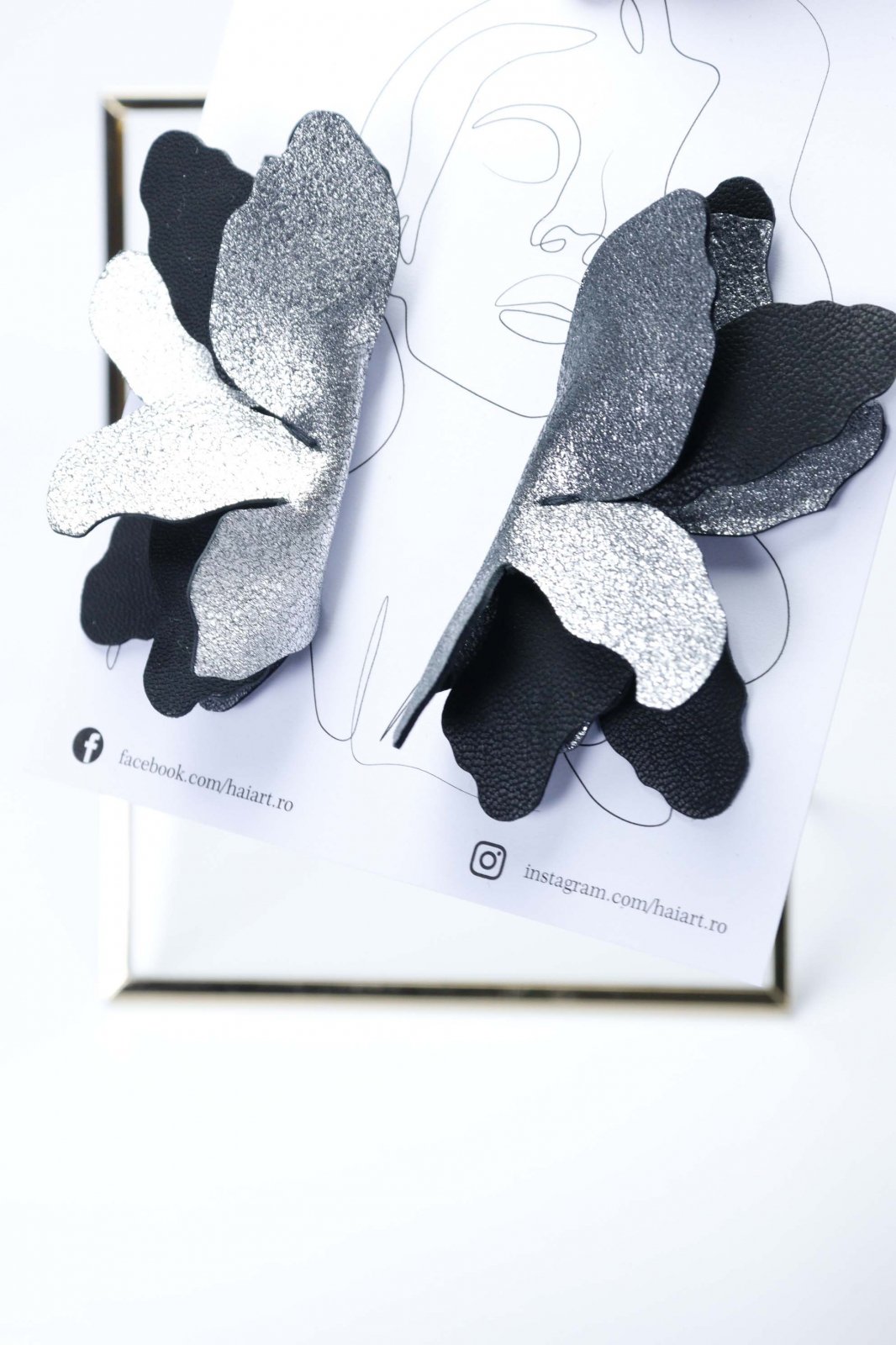 Butterfly Earrings - Black with Silver