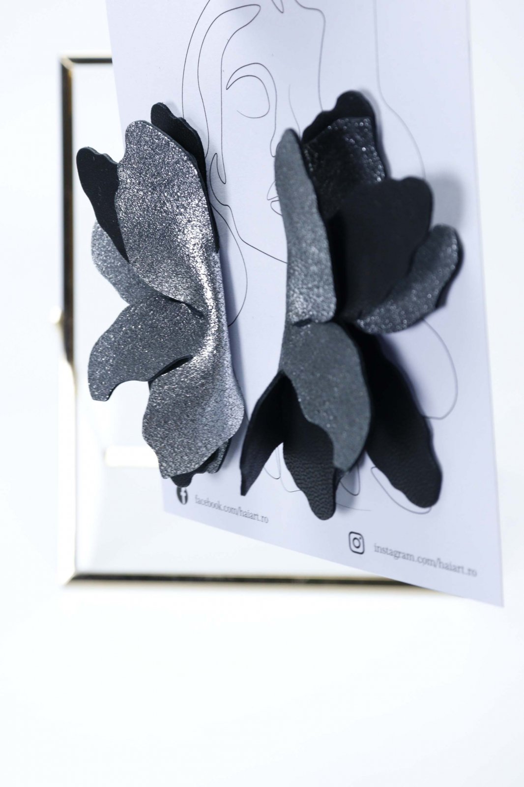 Butterfly Earrings - Black with Silver