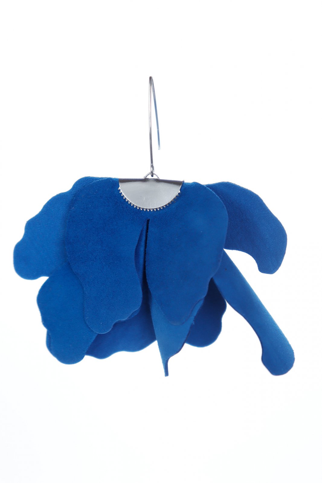 Big flower earrings - Jeans Blue