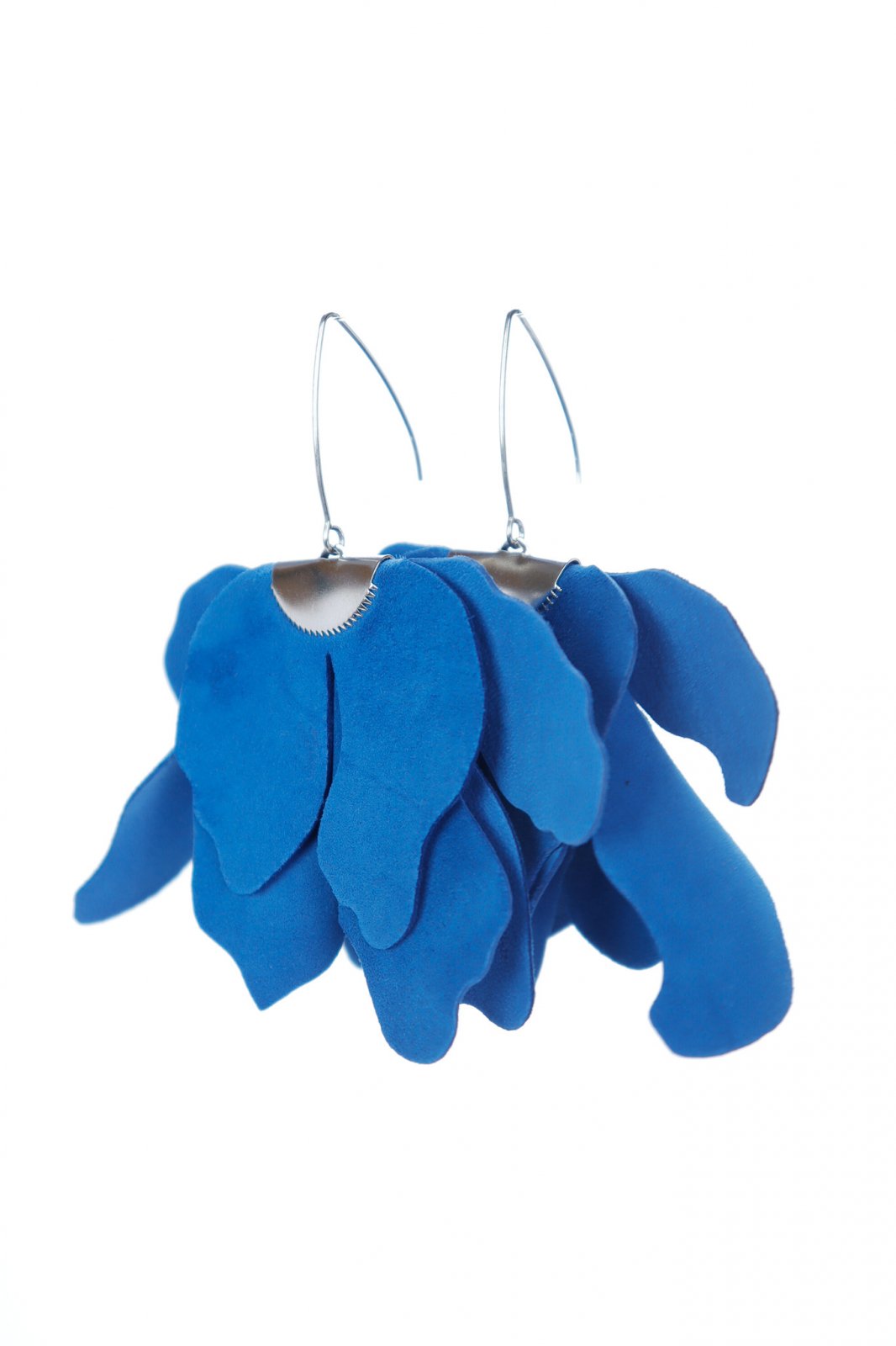 Big flower earrings - Jeans Blue