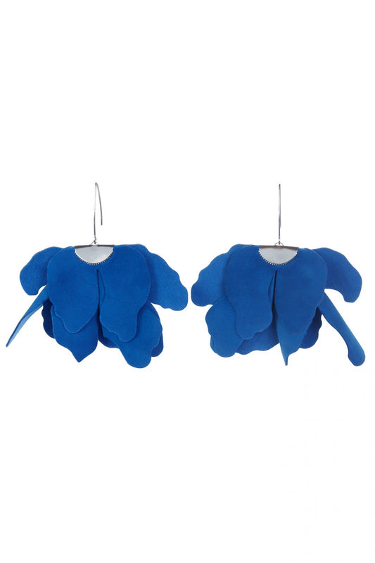 Big flower earrings - Jeans Blue