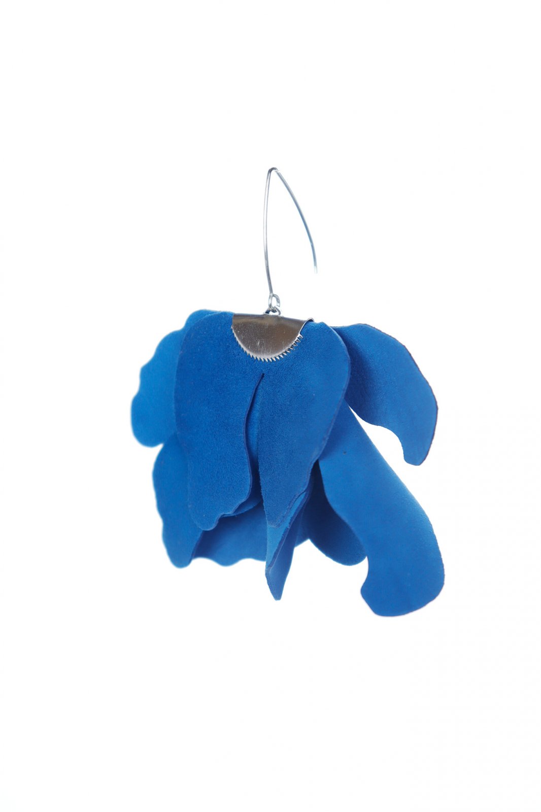 Big flower earrings - Jeans Blue