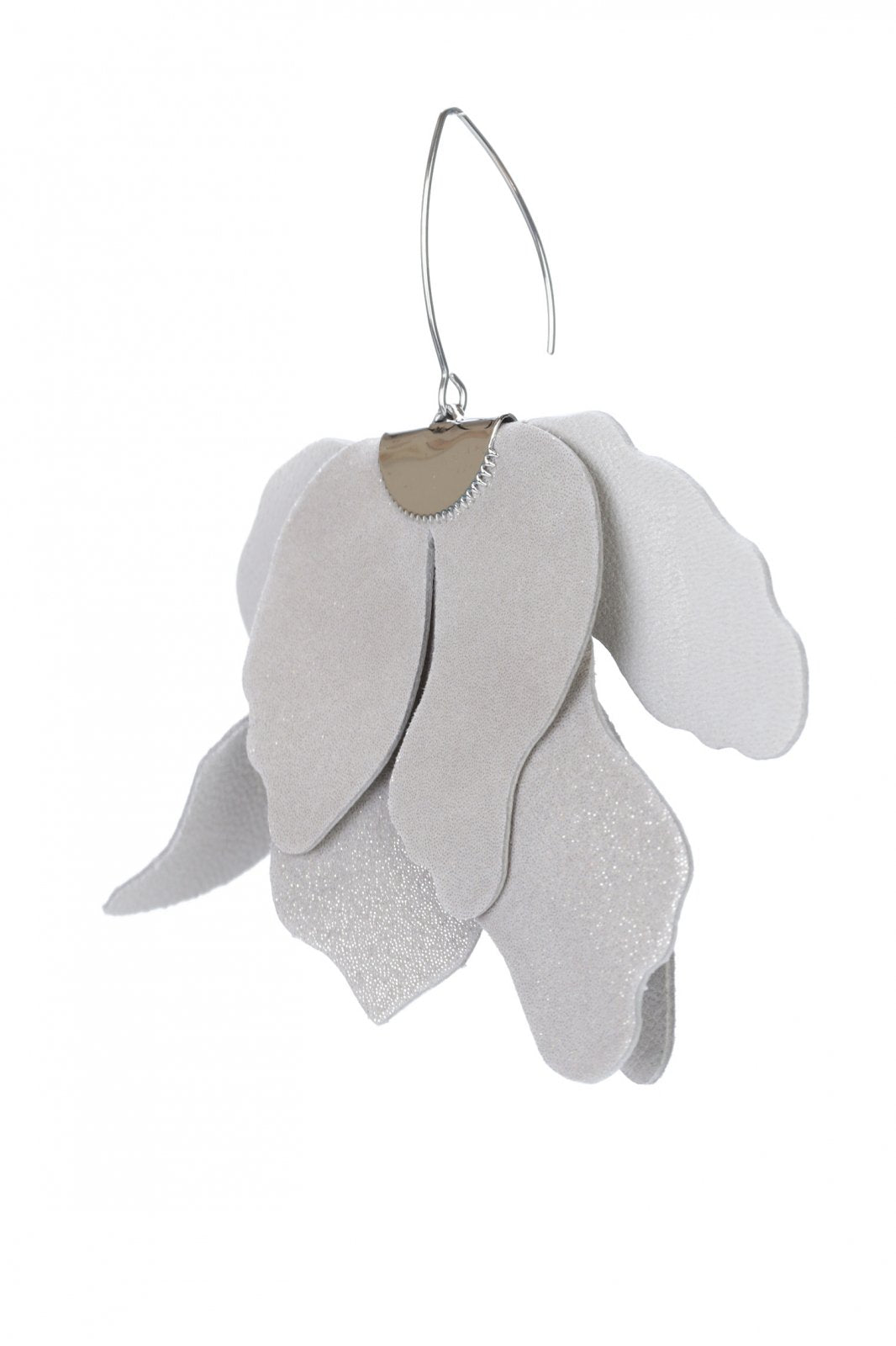 Large flower earrings - Silver with glitter