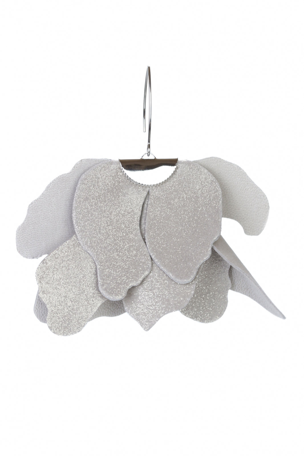 Large flower earrings - Silver with glitter