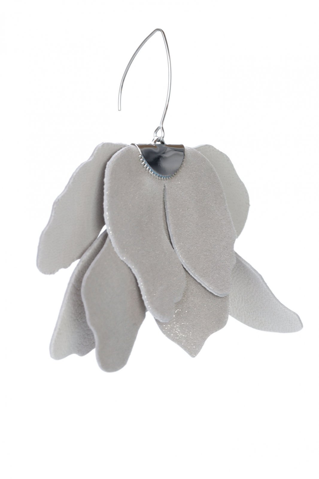 Large flower earrings - Silver with glitter