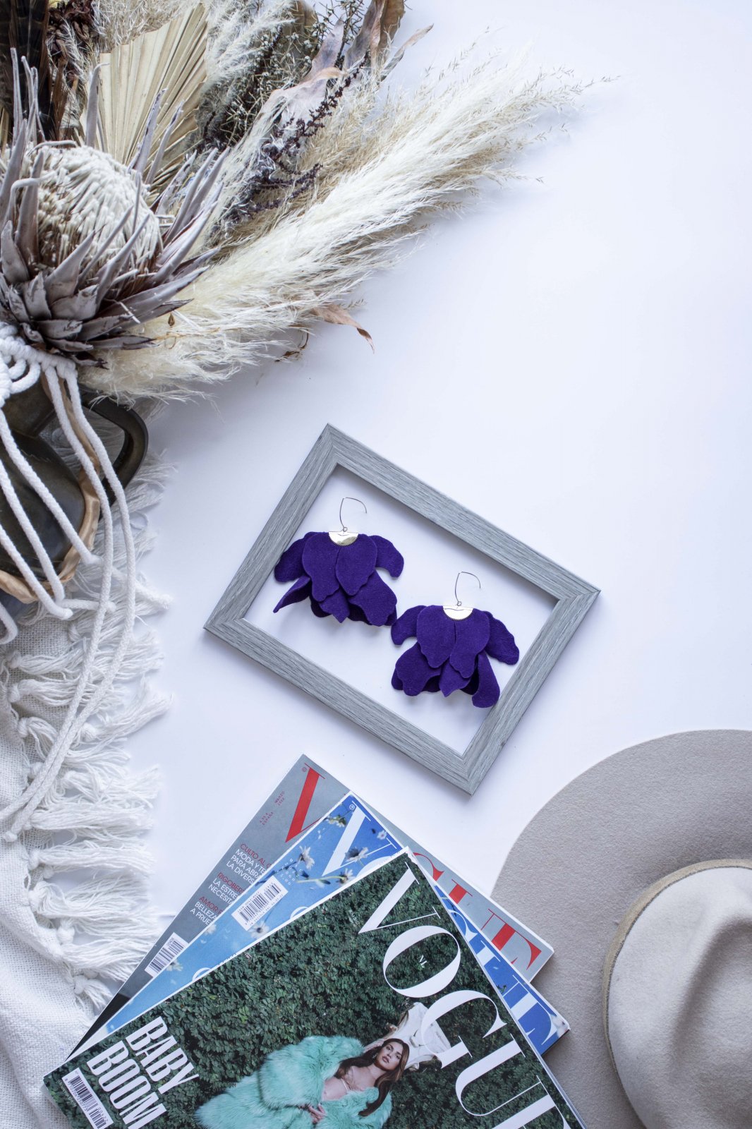 Large flower earrings - Purple
