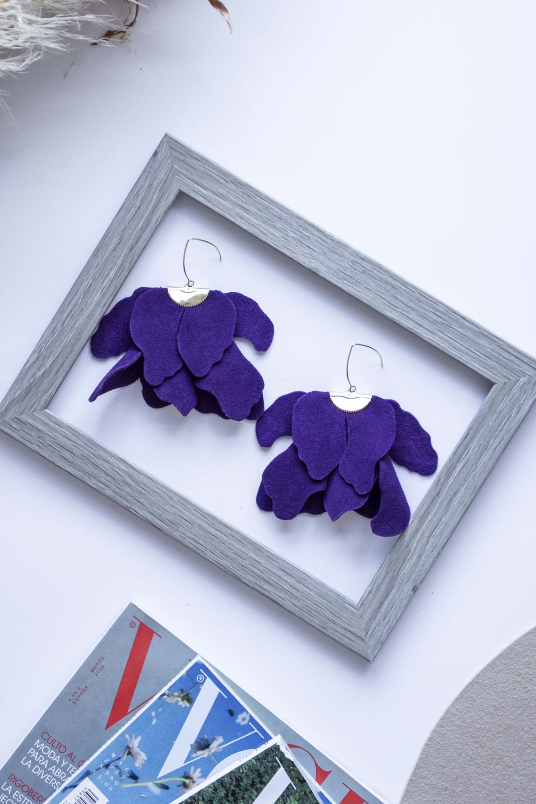 Large flower earrings - Purple