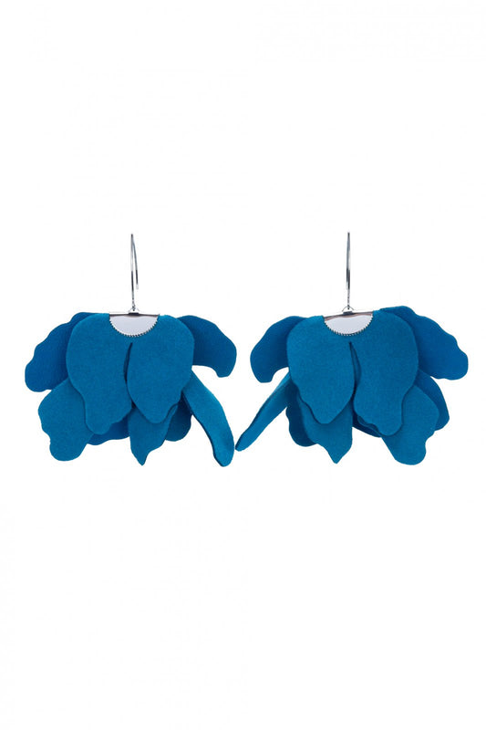 Cercei floare mare - Peacok Blue