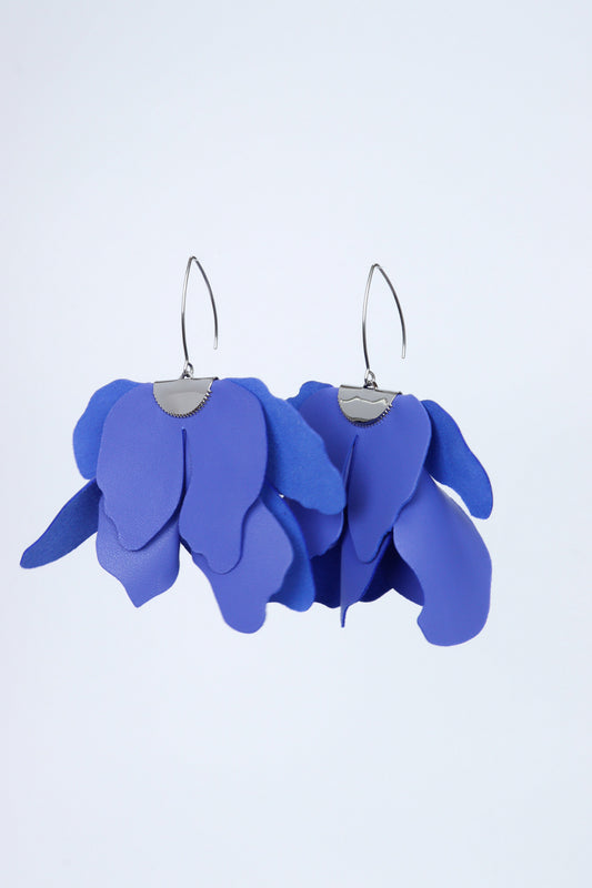 Large flower earrings - Blue iris
