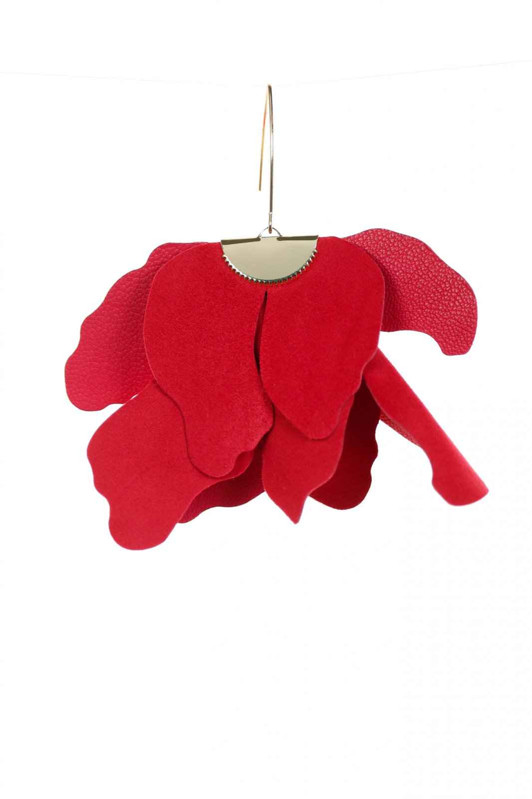 Large flower earrings - Raspberry red