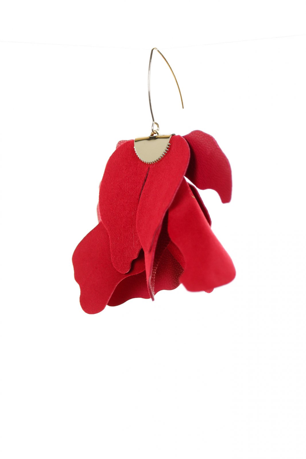 Large flower earrings - Raspberry red