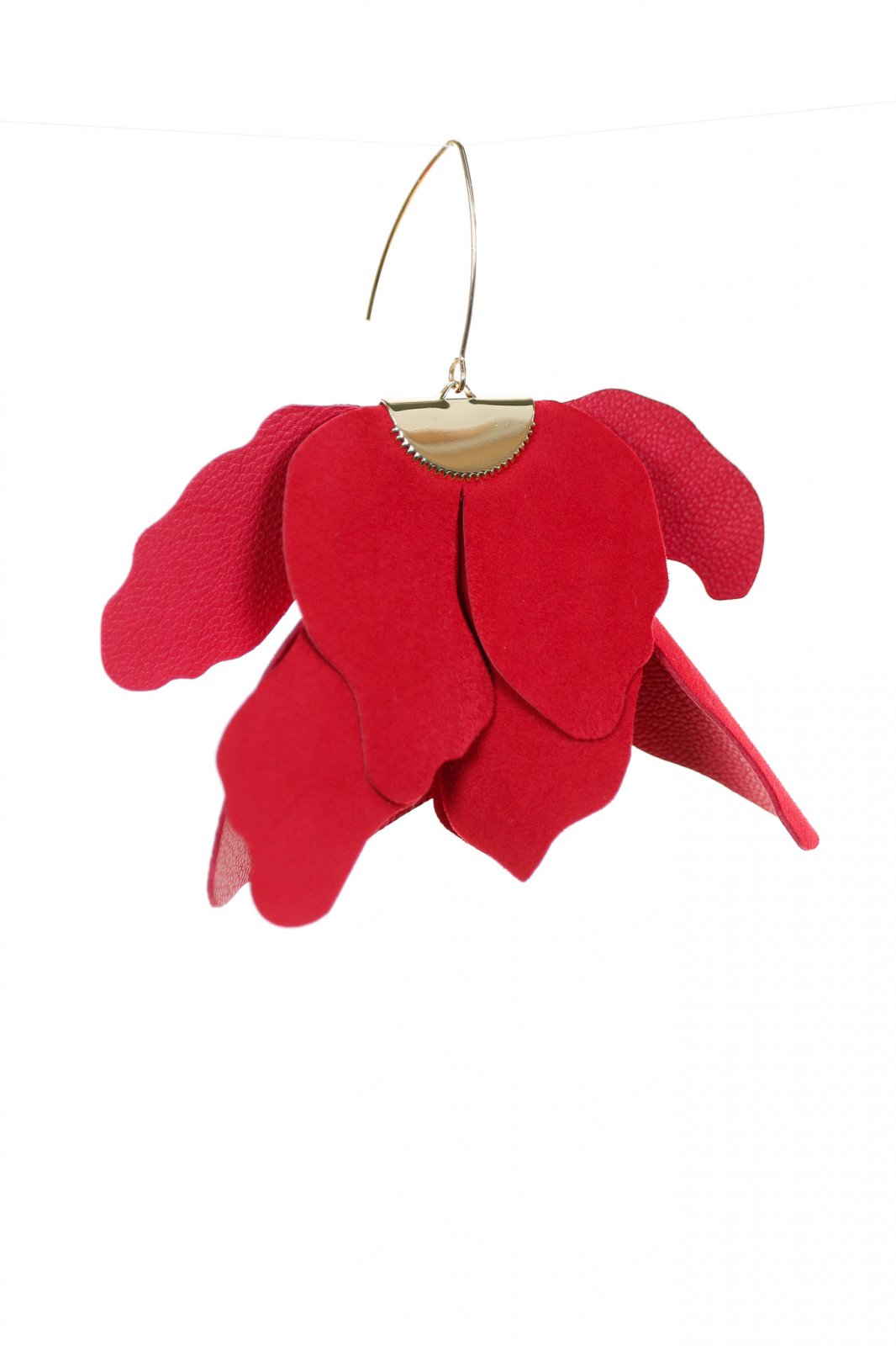 Large flower earrings - Raspberry red