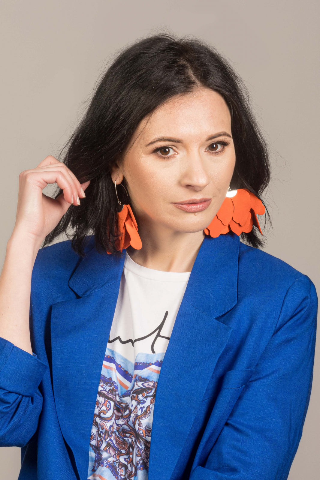 Large flower earrings - Orange
