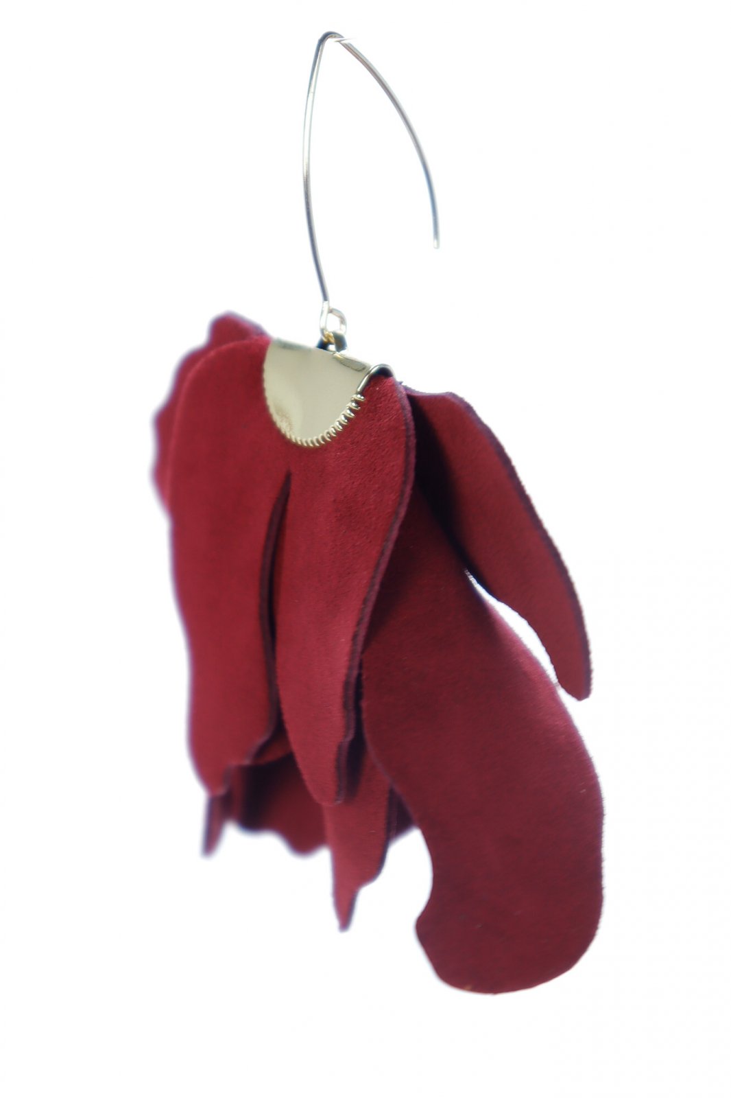 Large flower earrings - Cherry wine