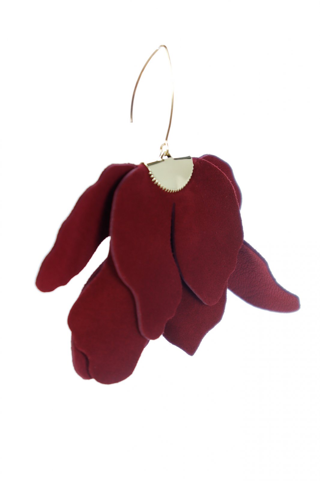 Large flower earrings - Cherry wine