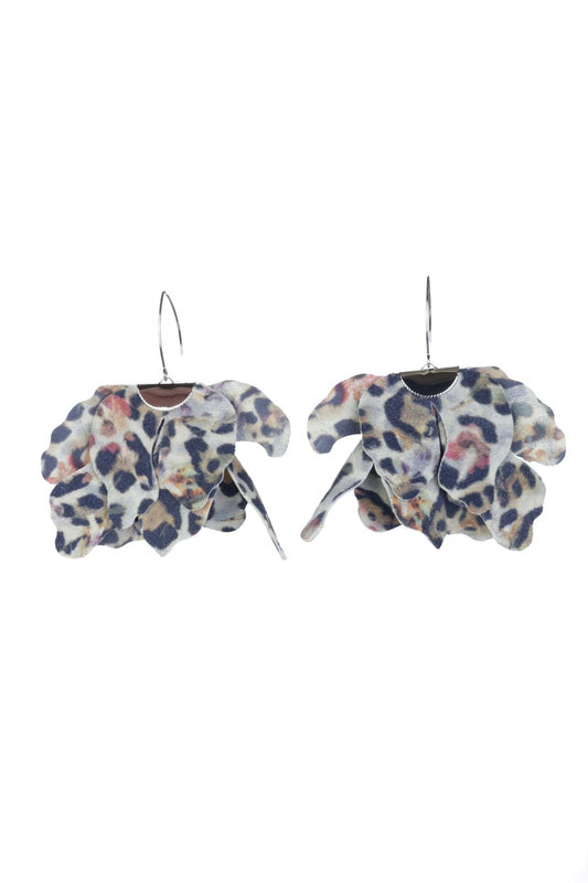 Cercei floare mare - Animal print colorat